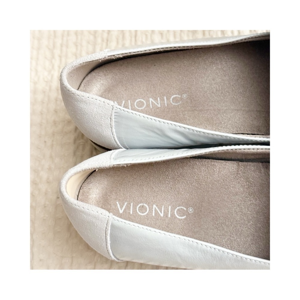VIONIC Women Kensley Cream LEATHER Loafers Chunky Heel Platform Shoe Size 9.5 - Picture 8 of 12